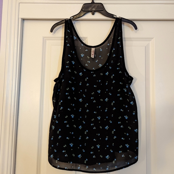 Semi Sheer Black Floral Tank Top - Picture 1 of 3